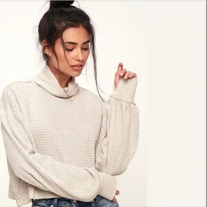 Free People BK White/Beige Thermal Top